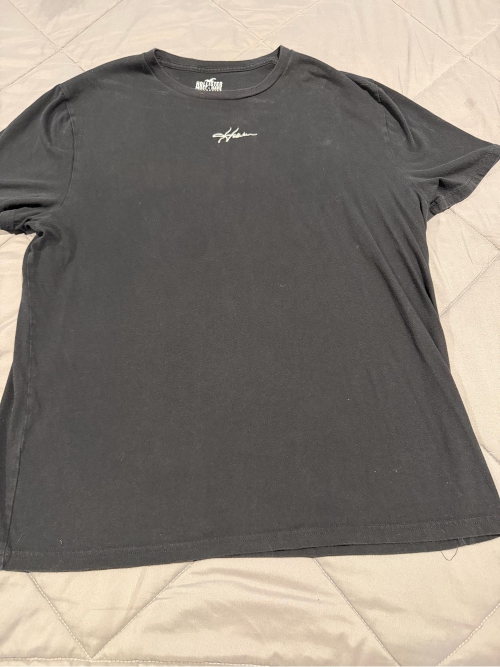 Hollister Black Short Sleeve Crewneck T-Shirt with Small Script Logo